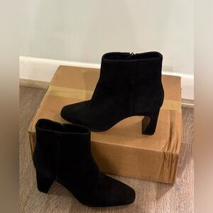 ANTONIO MELANI Black Suede Elana Ankle Booties Whimsygoth with Block Heel size 7